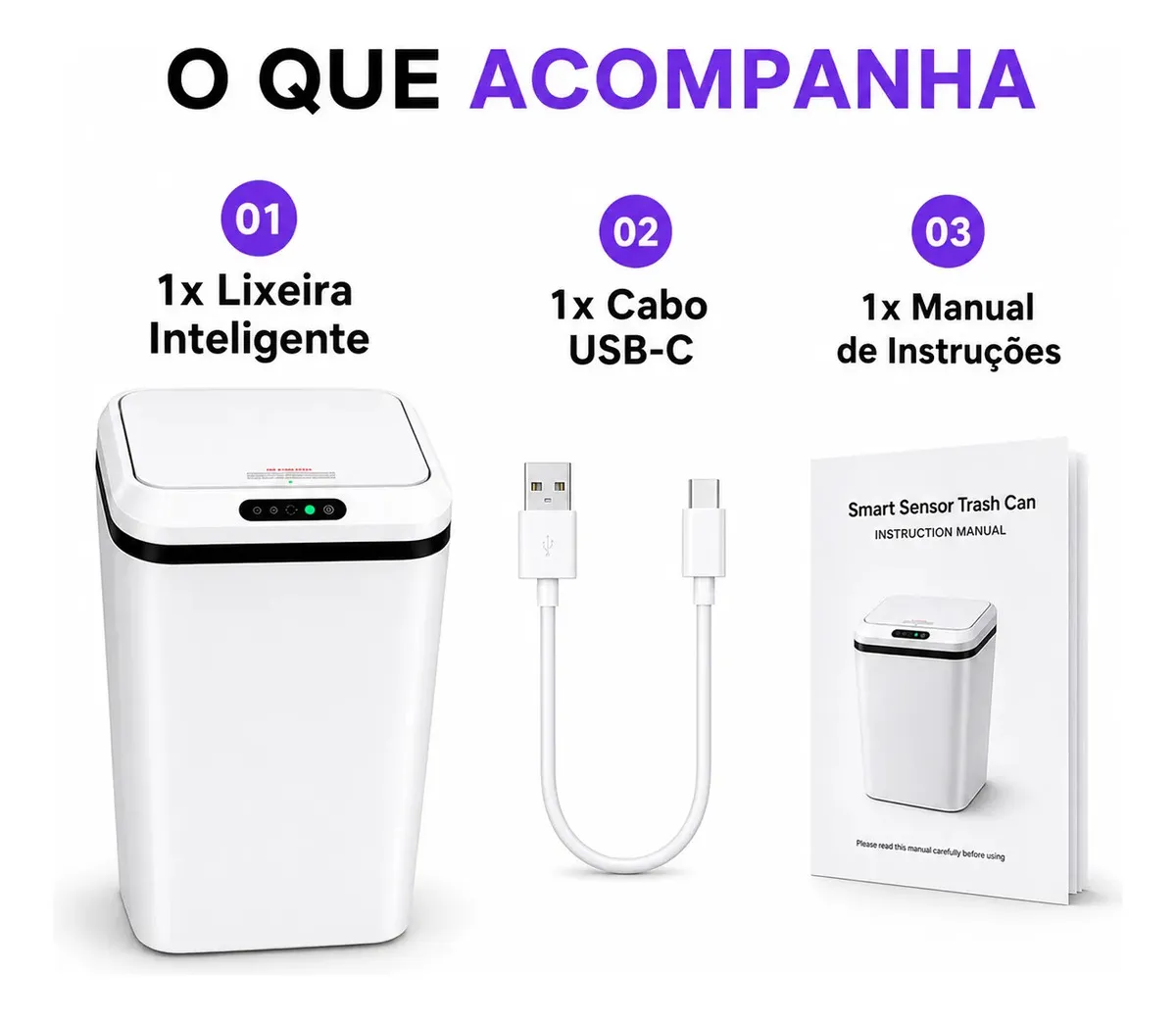 Lixeira Inteligente Automática 16L com Sensor